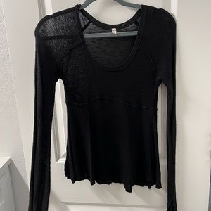FREE PEOPLE BLACK LONG SLEEVE BLOUSE